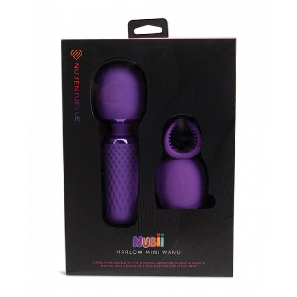 Nu Sensuelle Harlow Mini Wand W/masturbator Attachment - Purple - Body Massagers