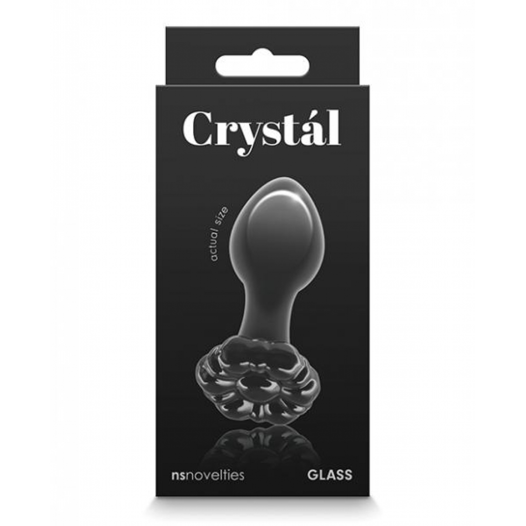 Crystal Flower Butt Plug - Black - Anal Plugs