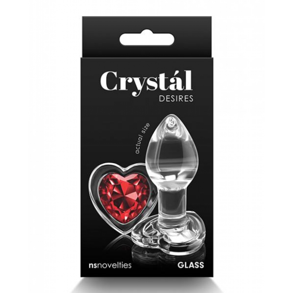 Crystal Desires Glass Heart Gem Butt Plug Small - Red - Anal Plugs