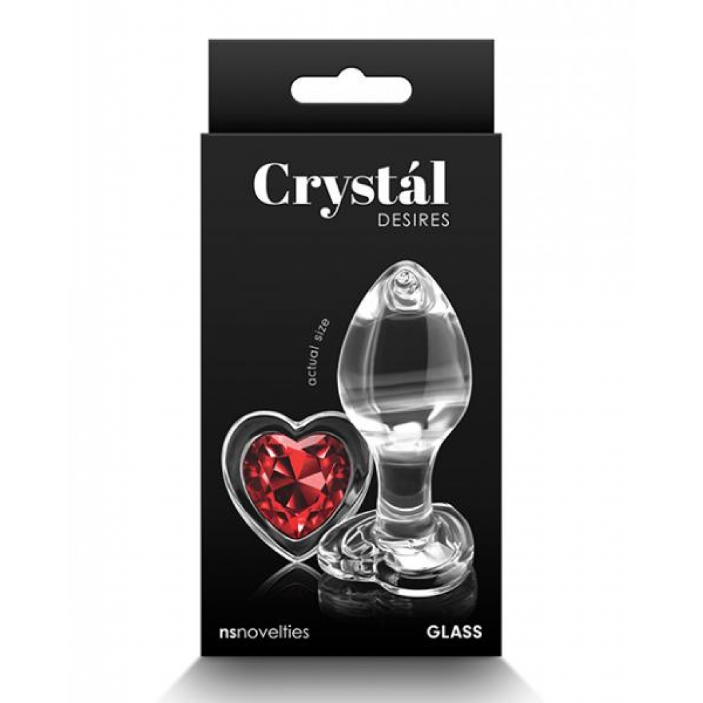 Crystal Desires Glass Heart Gem Butt Plug Medium - Red - Anal Plugs