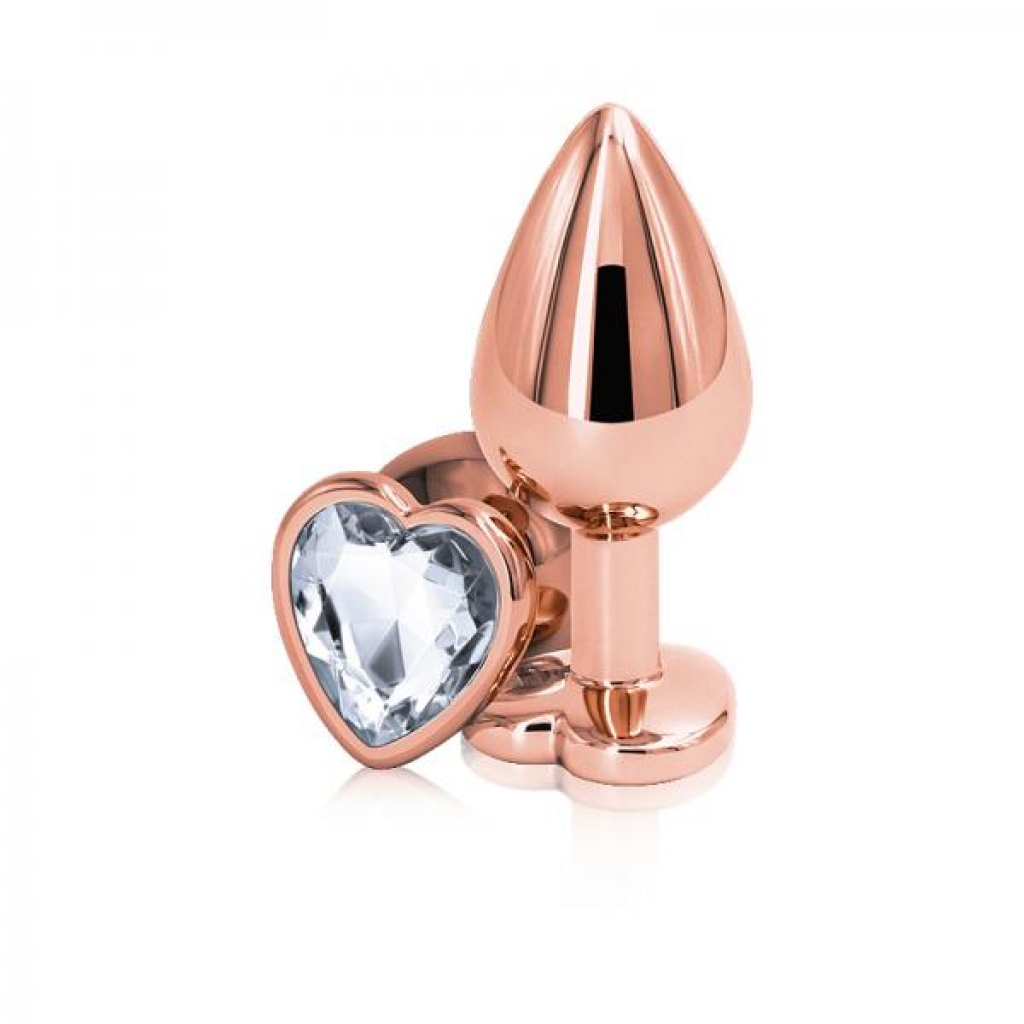 Rear Assets Rose Gold Heart Medium - Clear - Anal Plugs