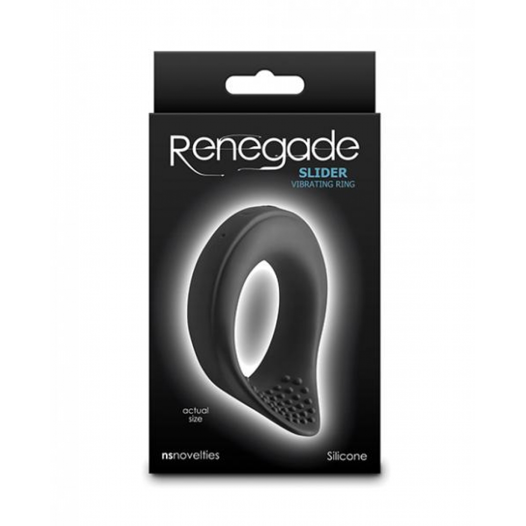 Renegade Slider Vibrating Cock Ring - Black - Couples Penis Rings