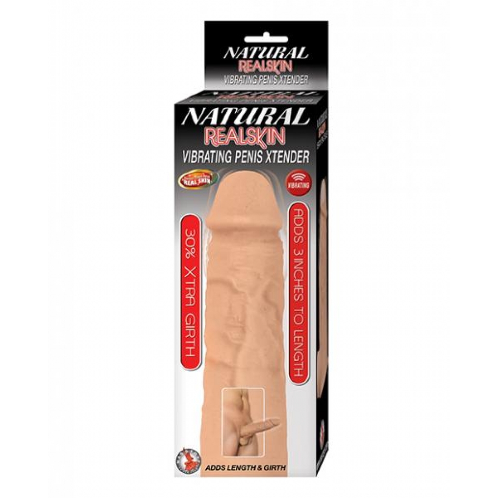 Natural Realskin Vibrating Penis Xtender - White - Realistic