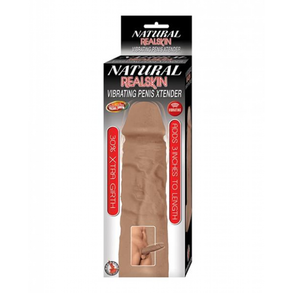 Natural Realskin Vibrating Penis Xtender - Brown - Penis Extensions