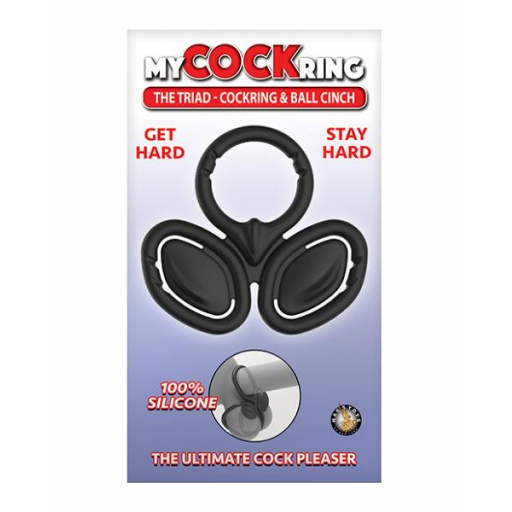 My Cockring The Triad Cockring & Ball Cinch - Black - Stimulating Penis Rings