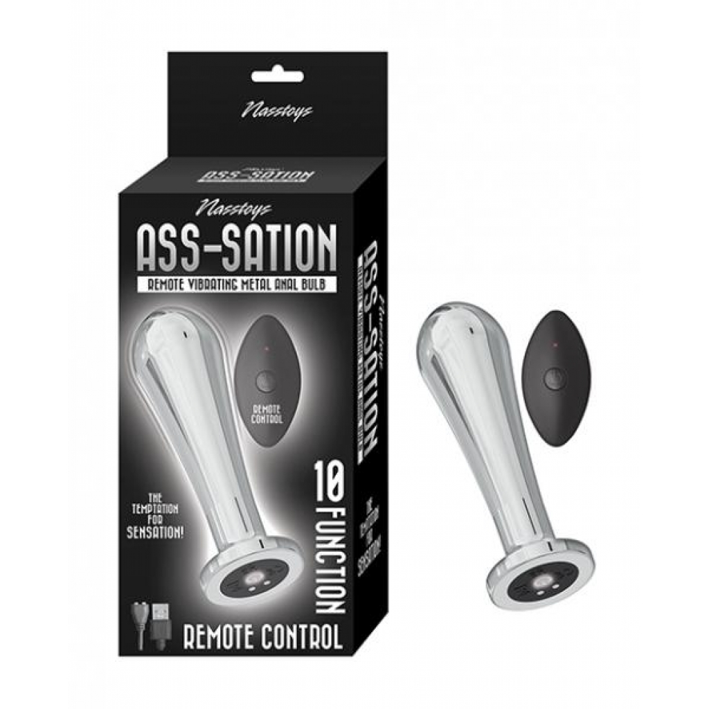 Ass-sation Remote Vibrating Metal Anal Bulb - Silver - Anal Plugs