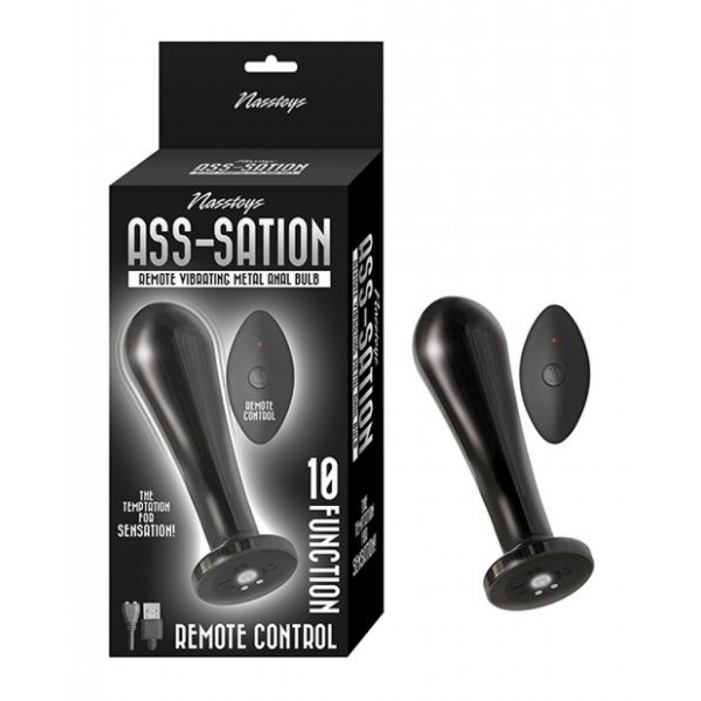 Ass-sation Remote Vibrating Metal Anal Bulb - Black - Anal Plugs