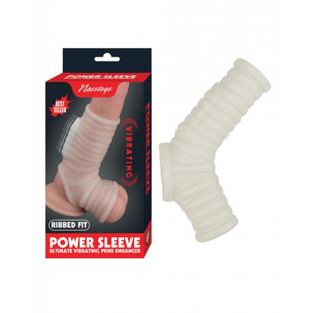 Vibrating Power Sleeve Ribbed Fit - White - Penis Sleeves & Enhancers