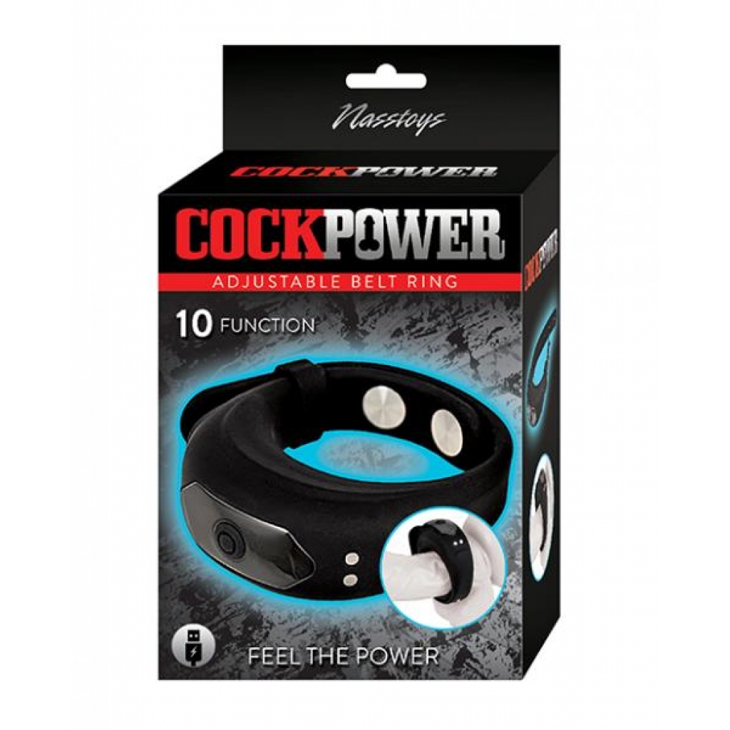 Cockpower Adjustable Belt Ring - Black - Adjustable & Versatile Penis Rings