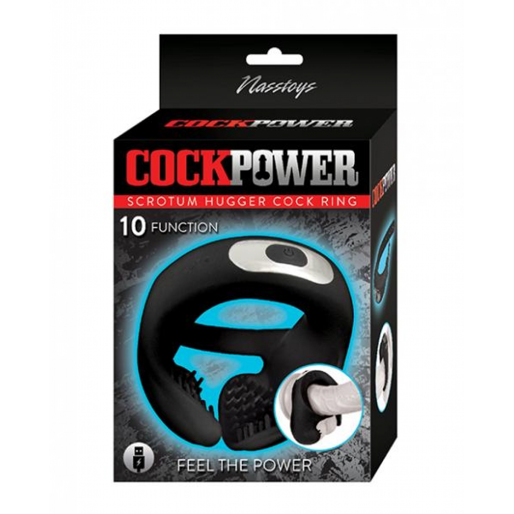 Cockpower Scrotum Hugger Cock Ring - Black - Stimulating Penis Rings