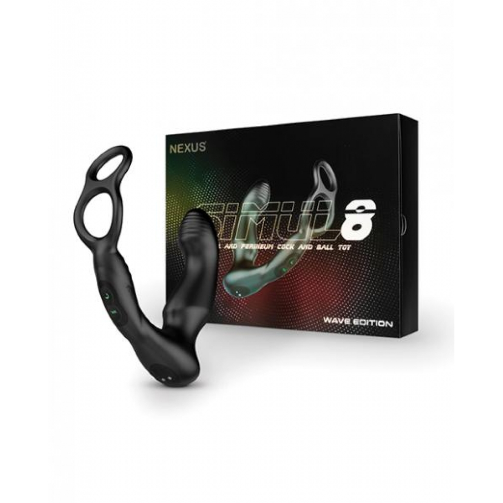 Nexus Simul8 Wave Dual Cock Ring Prostate Massage - Black - Prostate Massagers