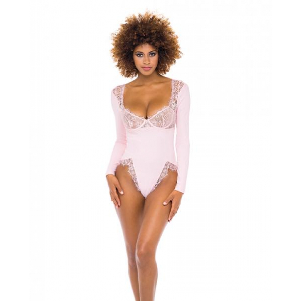 Maria Ribbed Knit & Lace Teddy Crystal Rose Lg - Teddies