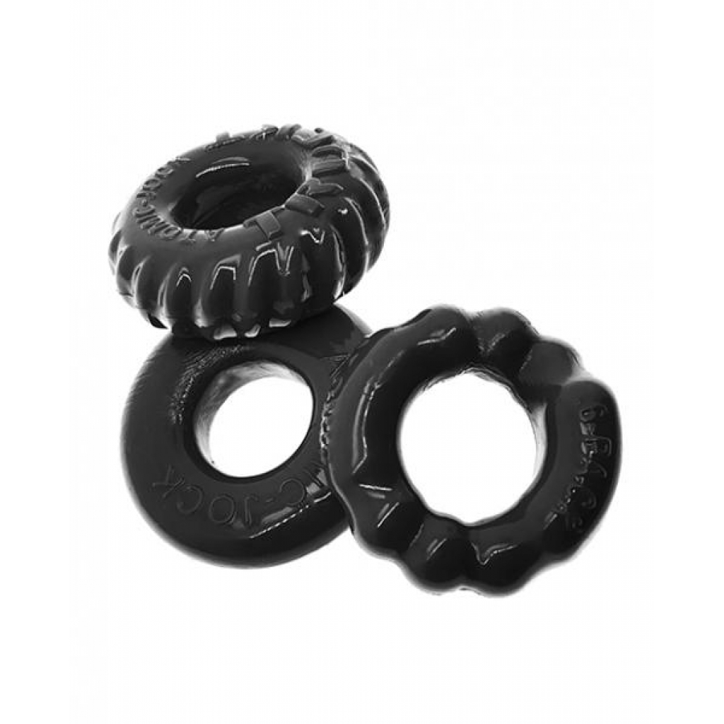 Oxballs Bonemaker 3 Pack Cockring Kit - Black - Cock Ring Trios