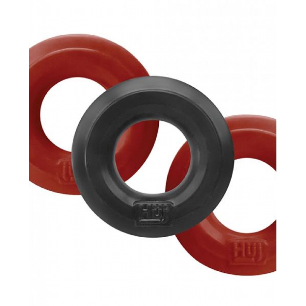 Hunky Junk 3 Pack C Ring - Cherry/tar Ice - Cock Ring Trios