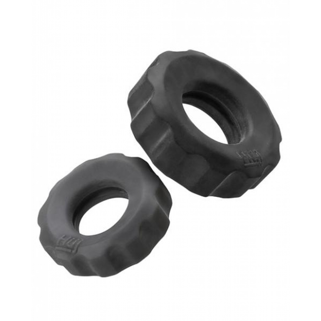 Hunky Junk Cog Ring 2 Size Double Pack - Tar & Stone Pack Of 2 - Couples Vibrating Penis Rings