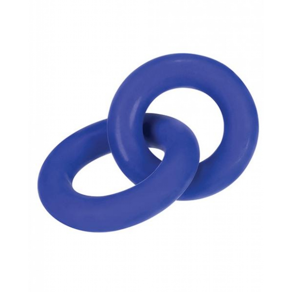 Hunky Junk Duo Linked Cock & Ball Rings - Cobalt - Couples Vibrating Penis Rings