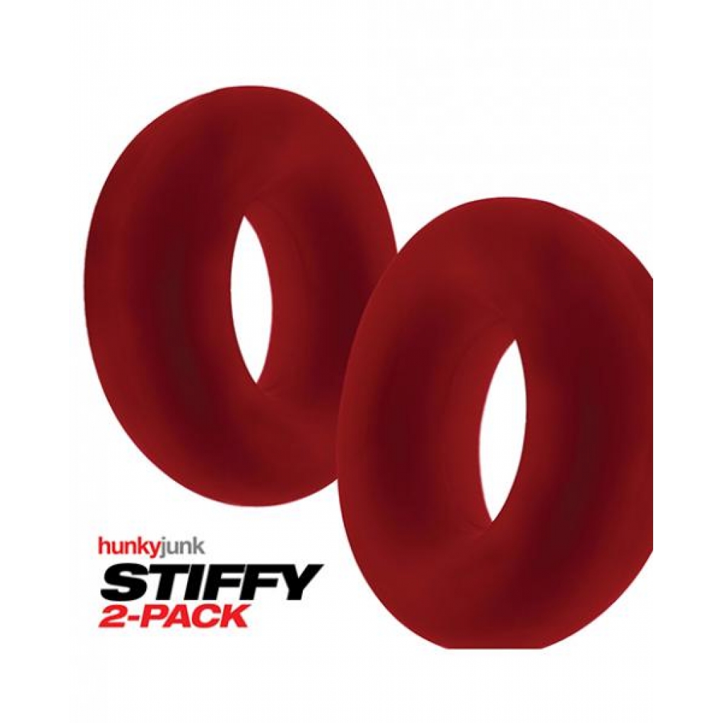 Hunky Junk Stiffy 2 Pack Cockrings - Cherry Ice - Cock Ring Trios