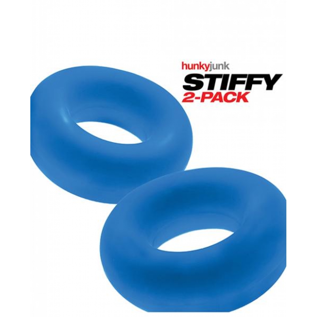 Hunky Junk Stiffy 2 Pack Cockrings - Teal Ice - Cock Ring Trios