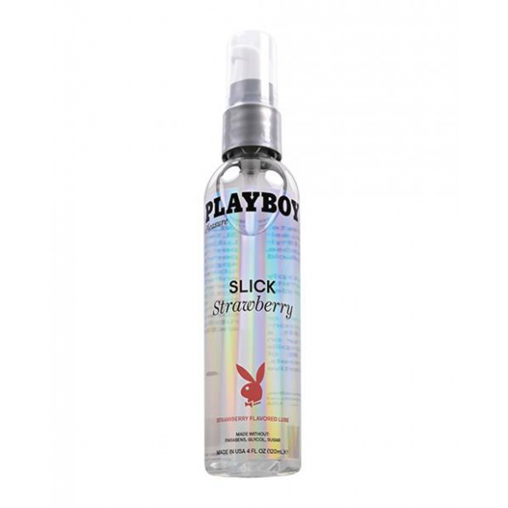 Playboy Pleasure Slick Lubricant -  4 Oz Strawberry - Lubricants