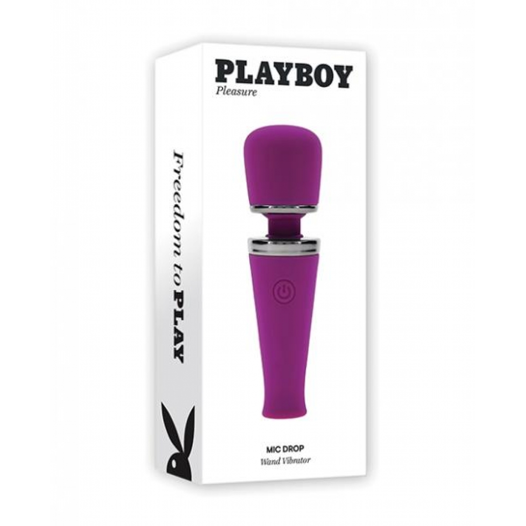 Playboy Pleasure Mic Drop Petite Wand Vibrator - Fuschia - Body Massagers