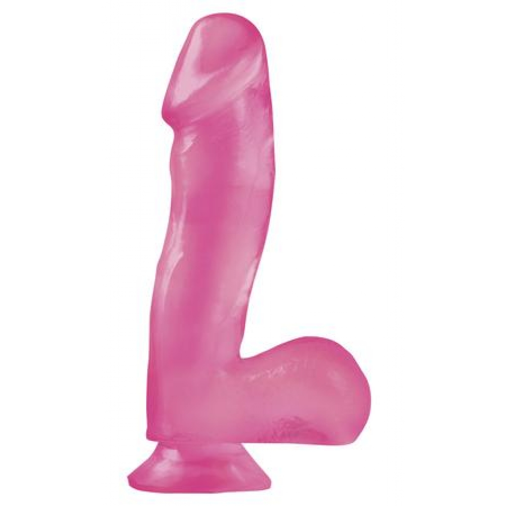 Basix Rubber 6.5 inches Dong Suction Cup Pink - Realistic Dildos & Dongs