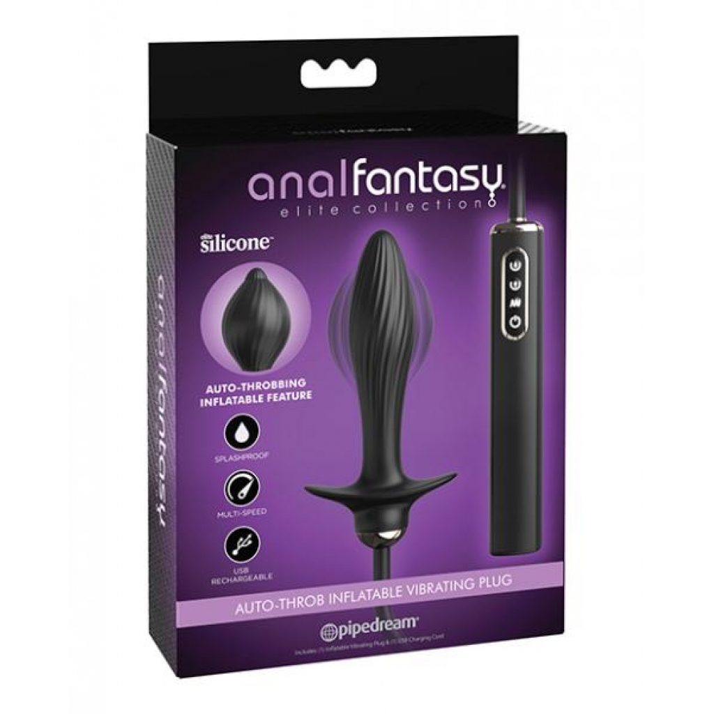 Anal Fantasy Elite Collection Auto Throb Inflatable Vibrating Plug - Black - Anal Plugs