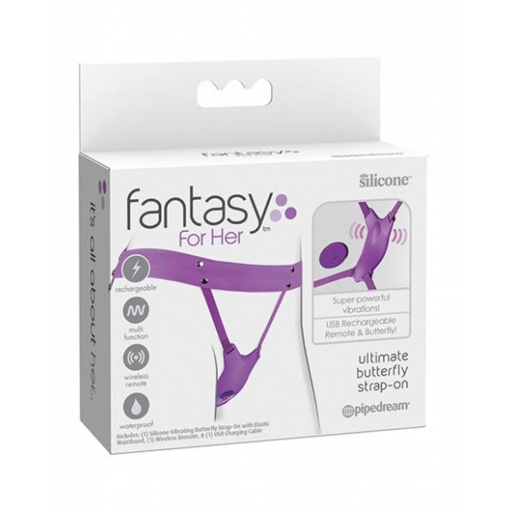 Fantasy For Her Ultimate Butterfly Strap On - Purple - Hands Free Vibrators