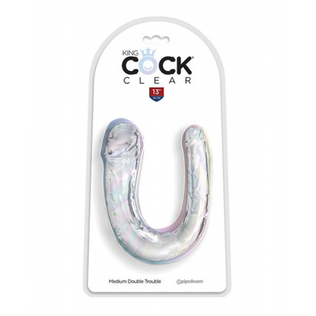 King Cock Clear Medium Double Trouble Dildo - Clear - Double Dildos