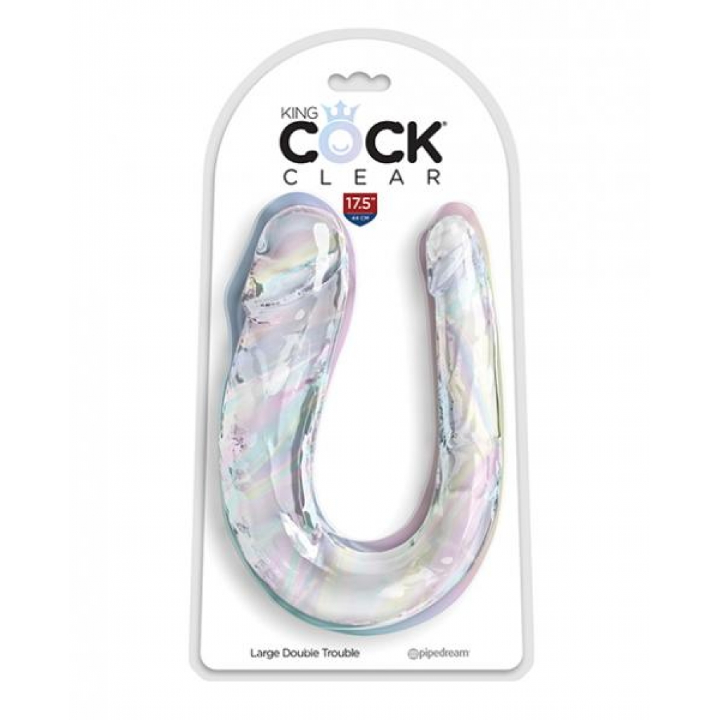 King Cock Clear Large Double Trouble Dildo - Clear - Double Dildos