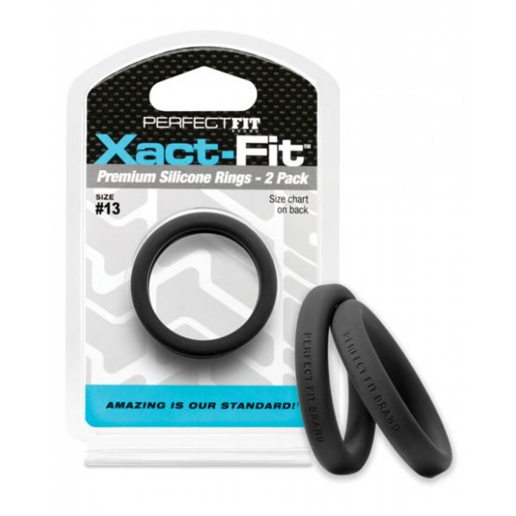 Perfect Fit Xact Fit #13 Black Pack Of 2 Cock Rings - Classic Penis Rings