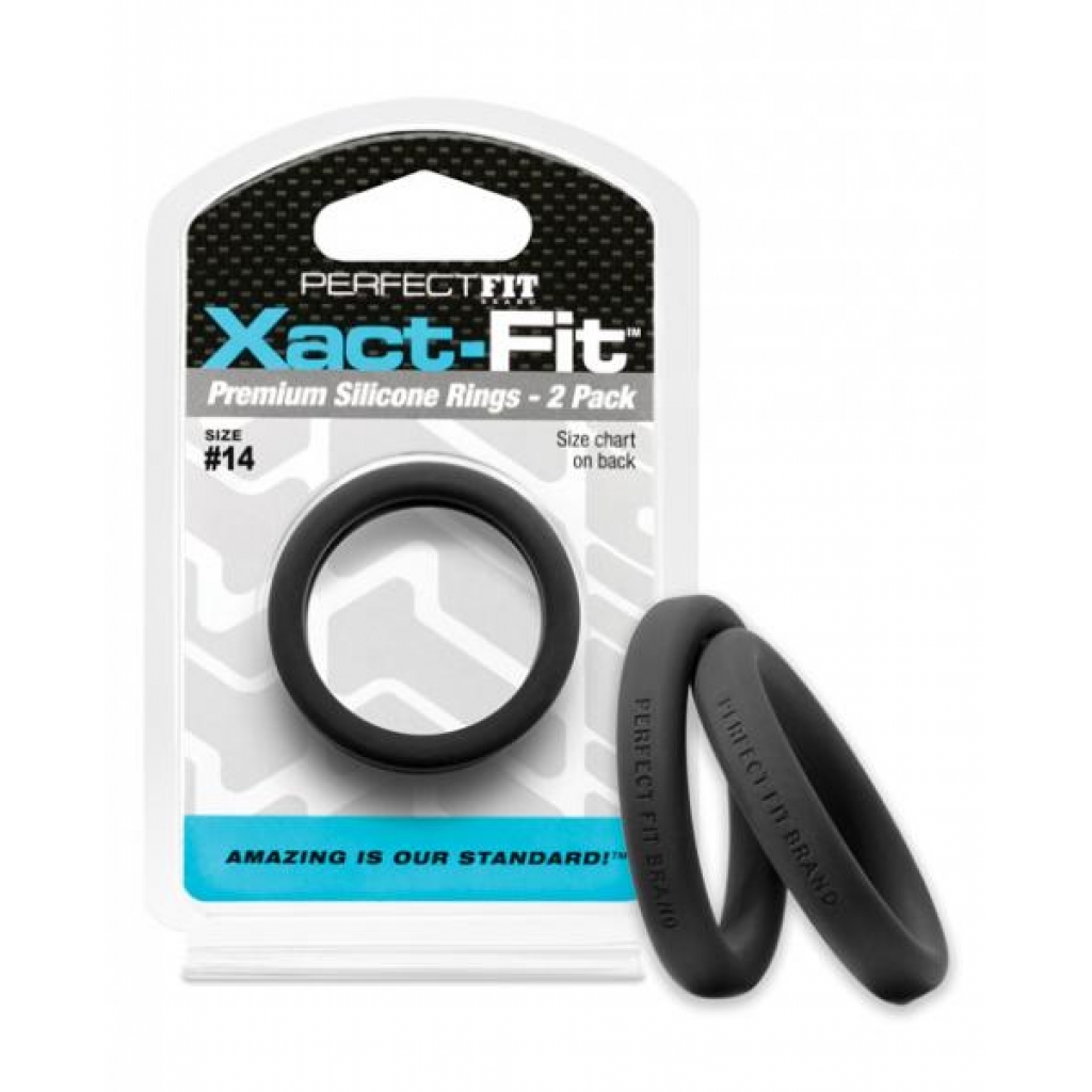 Perfect Fit Xact-Fit #14 Black Pack Of 2 Cock Rings - Classic Penis Rings