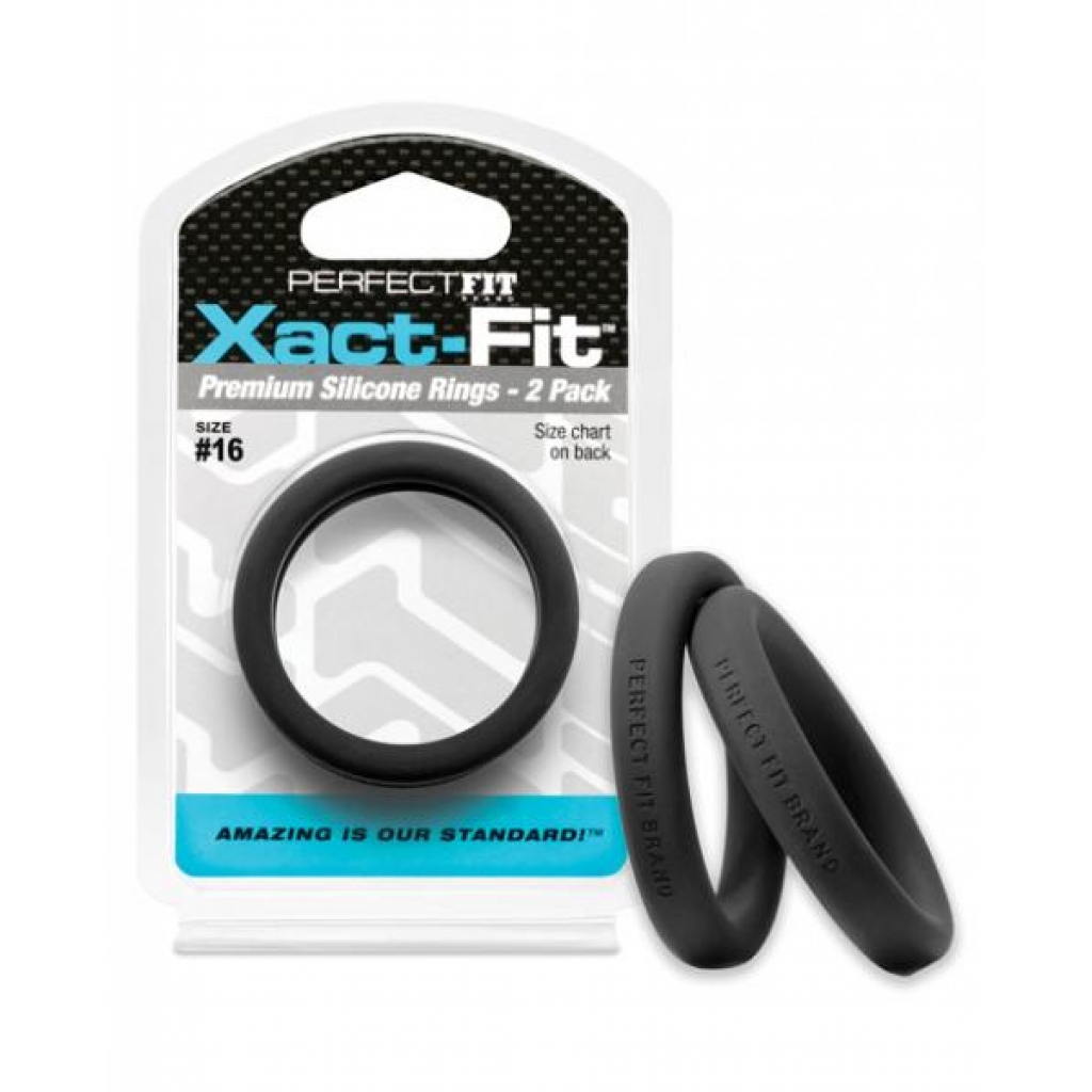 Perfect Fit Xact-Fit #16 Black Pack Of 2 Cock Rings - Classic Penis Rings