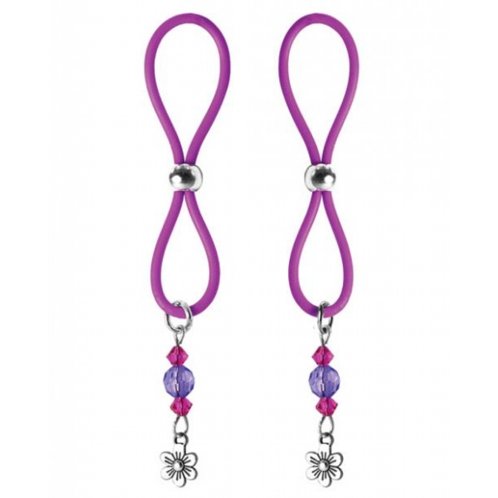 Bijoux De Nip Nipple Halos Flower Charm Purple - Nipple Clamps