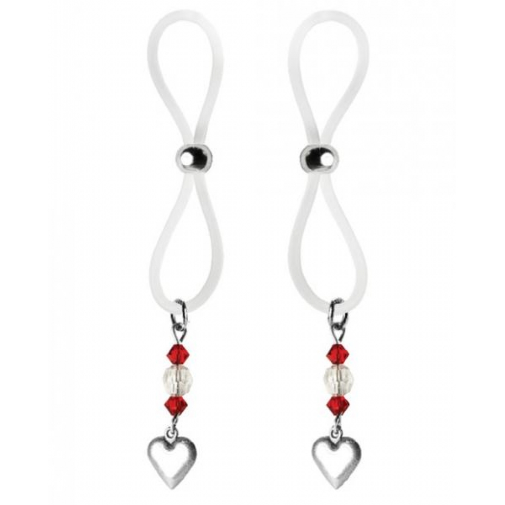 Bijoux De Nip Nipple Halos Heart Charm Red, Clear - Nipple Clamps