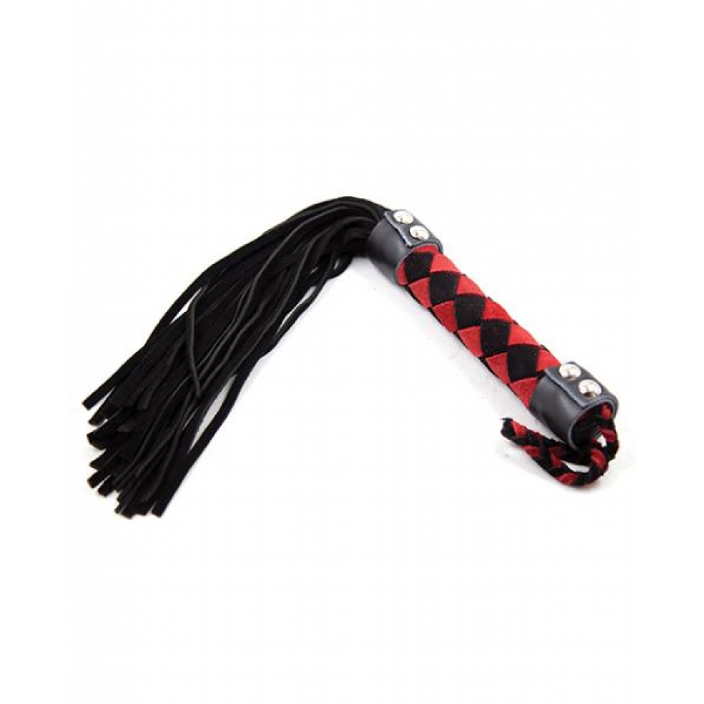 Plesur 15 inches Leather Flogger Black Red - Floggers