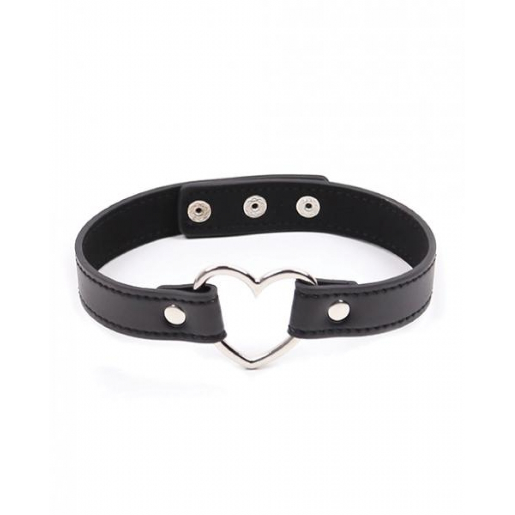 Plesur Pvc Heart Connector Choker - Black - Collars & Leashes