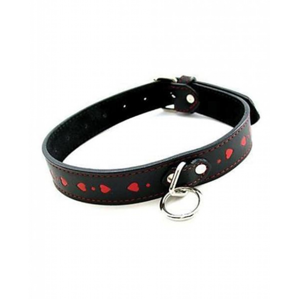 Plesur Pvc Collar W/hearts - Black/red - Collars & Leashes