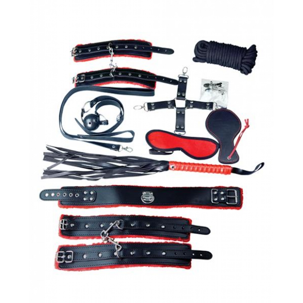 Plesur Deluxe Bondage Kit - Black/Red - Intimate Adventure