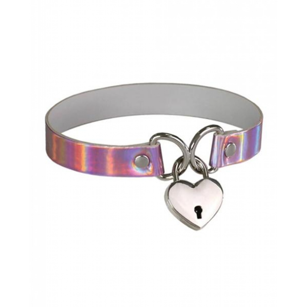 Plesur Heart Lock Collar - Holographic Pink - Collars & Leashes