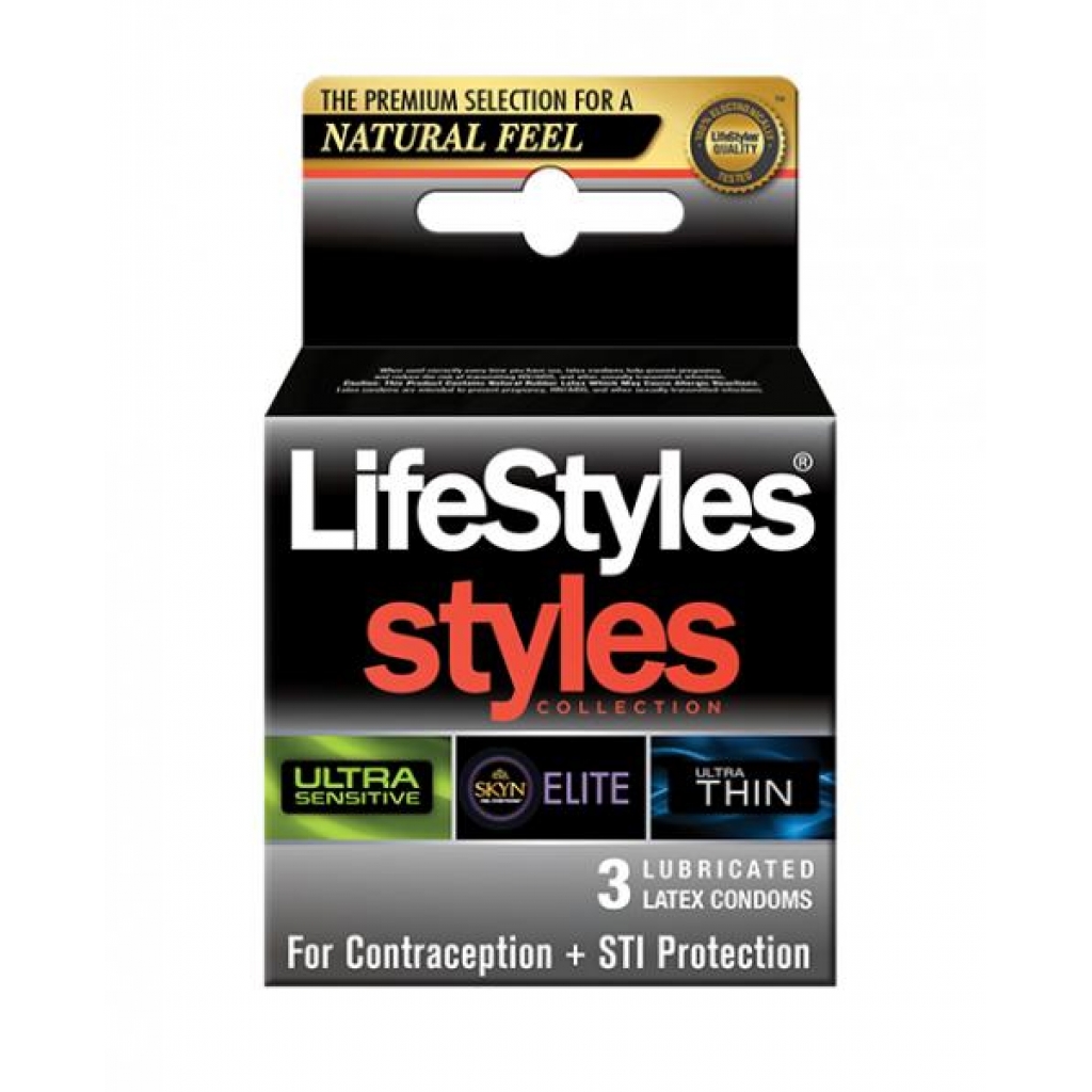 Lifestyles Styles 3-in-1 Collection - Pack Of 3 - Condoms