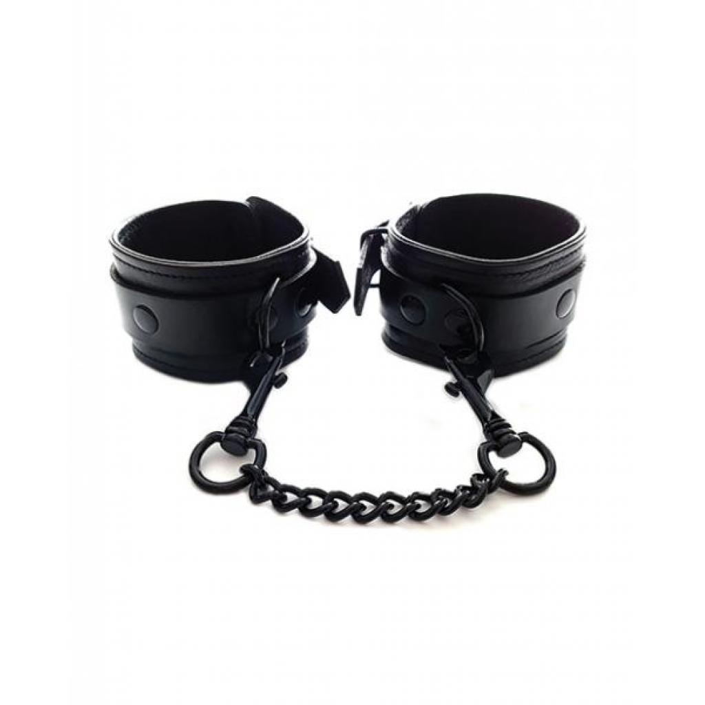 Rouge Leather Ankle Cuffs - Black with Black