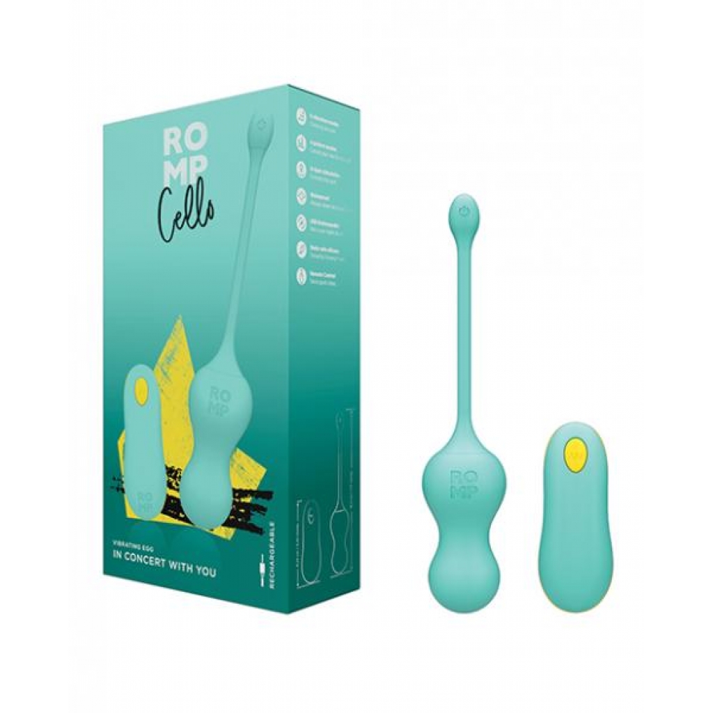 Romp Cello Remote Control G-spot Vibrating Egg - Blue - Discreet