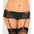 Crotchless Mesh Skirted Thong, Garters Black 3X/4X - Babydolls & Slips