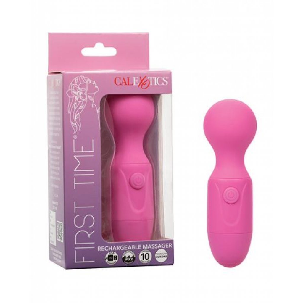 First Time Rechargeable Vibrator Massager - Pink - Body Massagers