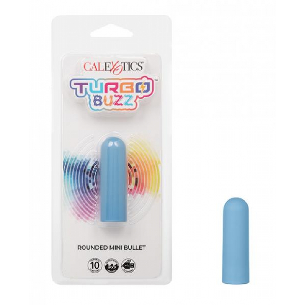 Turbo Buzz Rounded Mini Bullet Stimulator - Blue - Bullet Vibrators