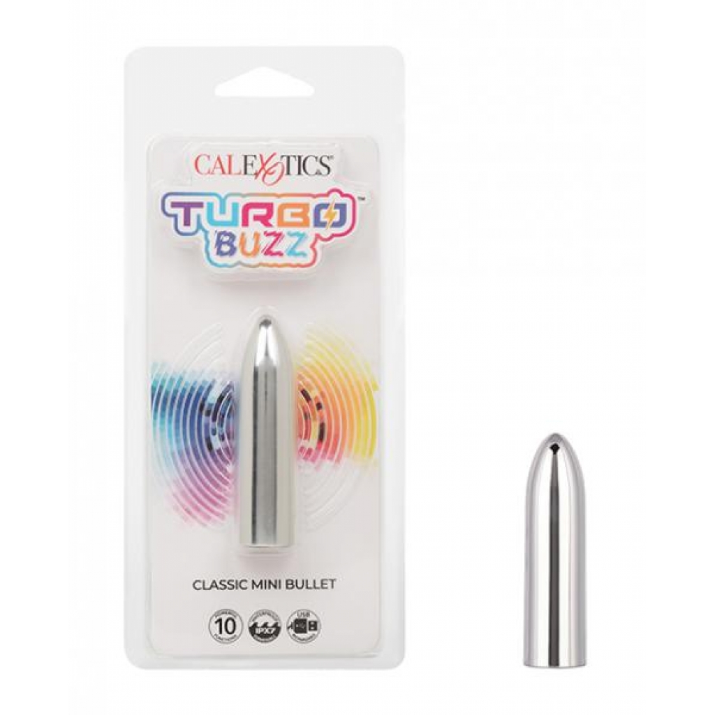 Turbo Buzz Classic Mini Bullet Stimulator - Silver - Bullet Vibrators