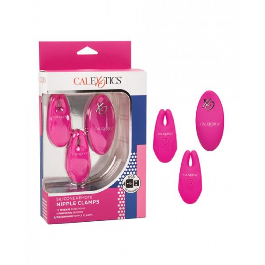 Silicone Nipple Clamps W/remote - Pink - Nipple Clamps