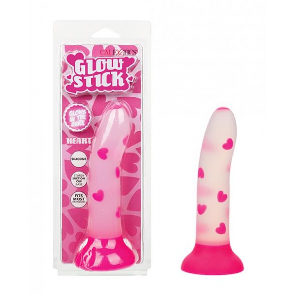 Glow Stick Heart Suction Cup Glow-in-the-dark Dildo - Pink - Realistic Dildos & Dongs