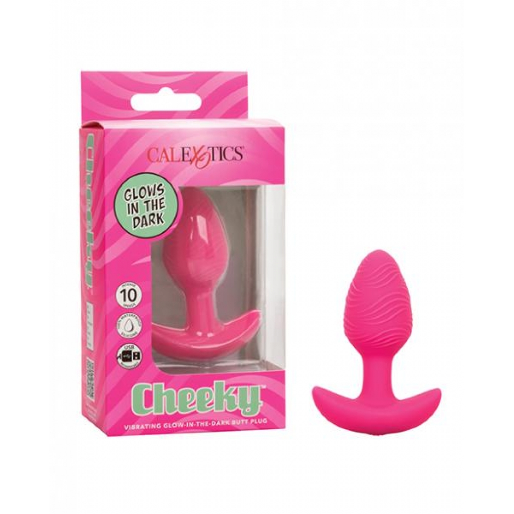 Cheeky Glow In The Dark Vibrating Butt Plug - Pink - Anal Plugs