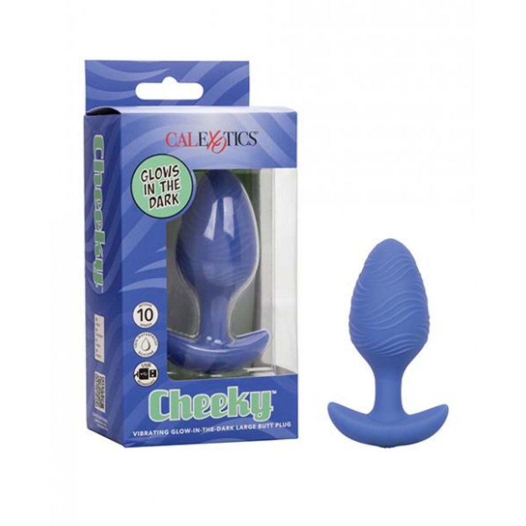 Cheeky Glow In The Dark Vibrating Butt Plug -  Large Blue - Anal Plugs